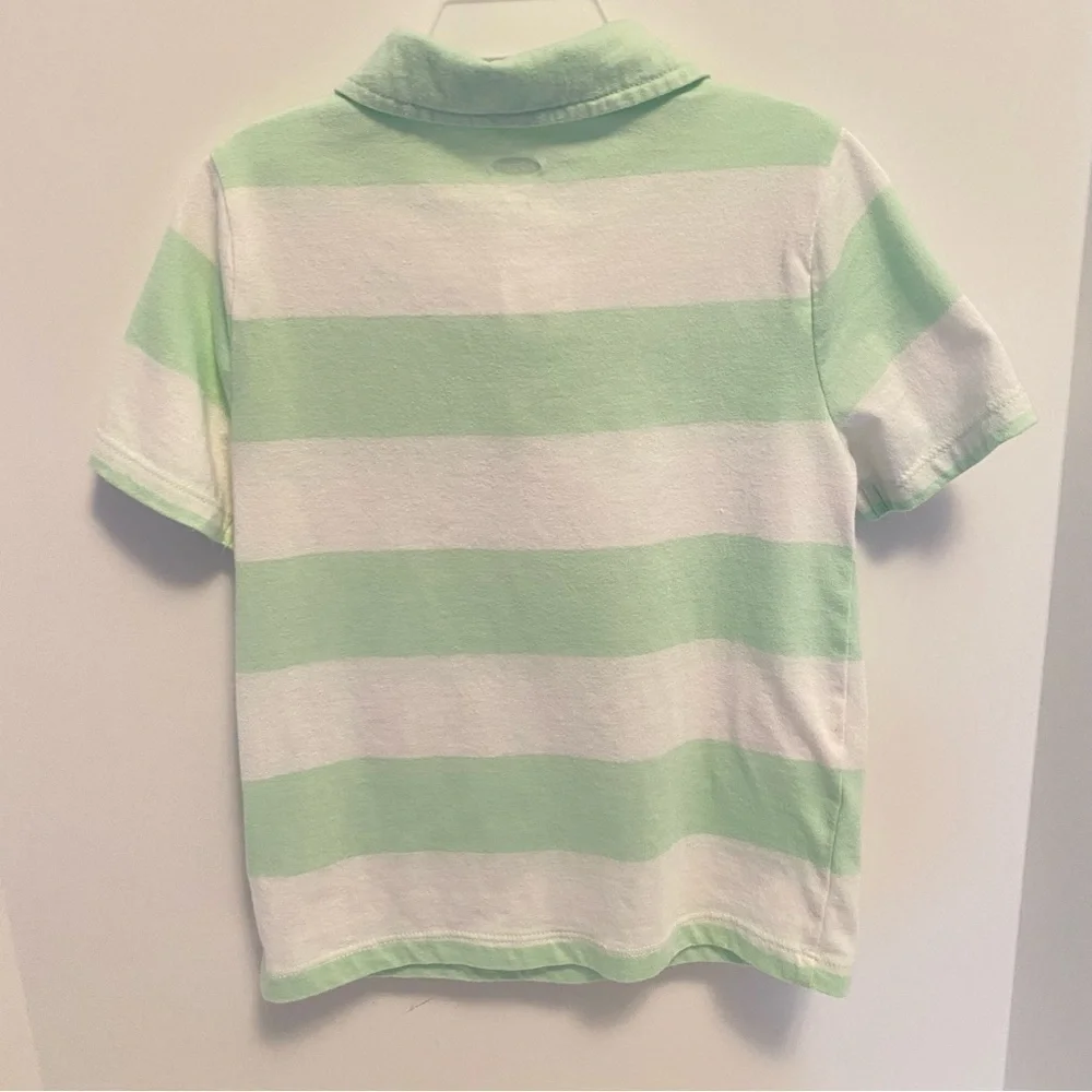 OLD Navy Toddler Boys Green & White Striped Short Sleeve Polo Shirt Size 3T